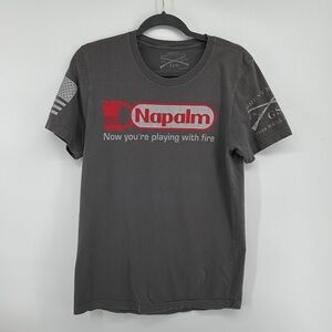 Grunt Style Patriotic Military Rugged Yeteran Medium Gray Napalm Tee SzM